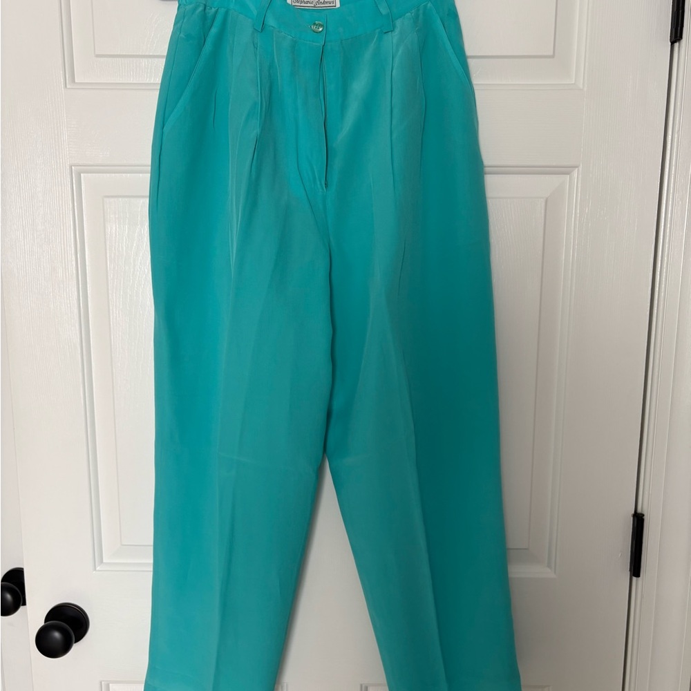 Stephanie Andrew’s Vintage Silk Turquoise Pants